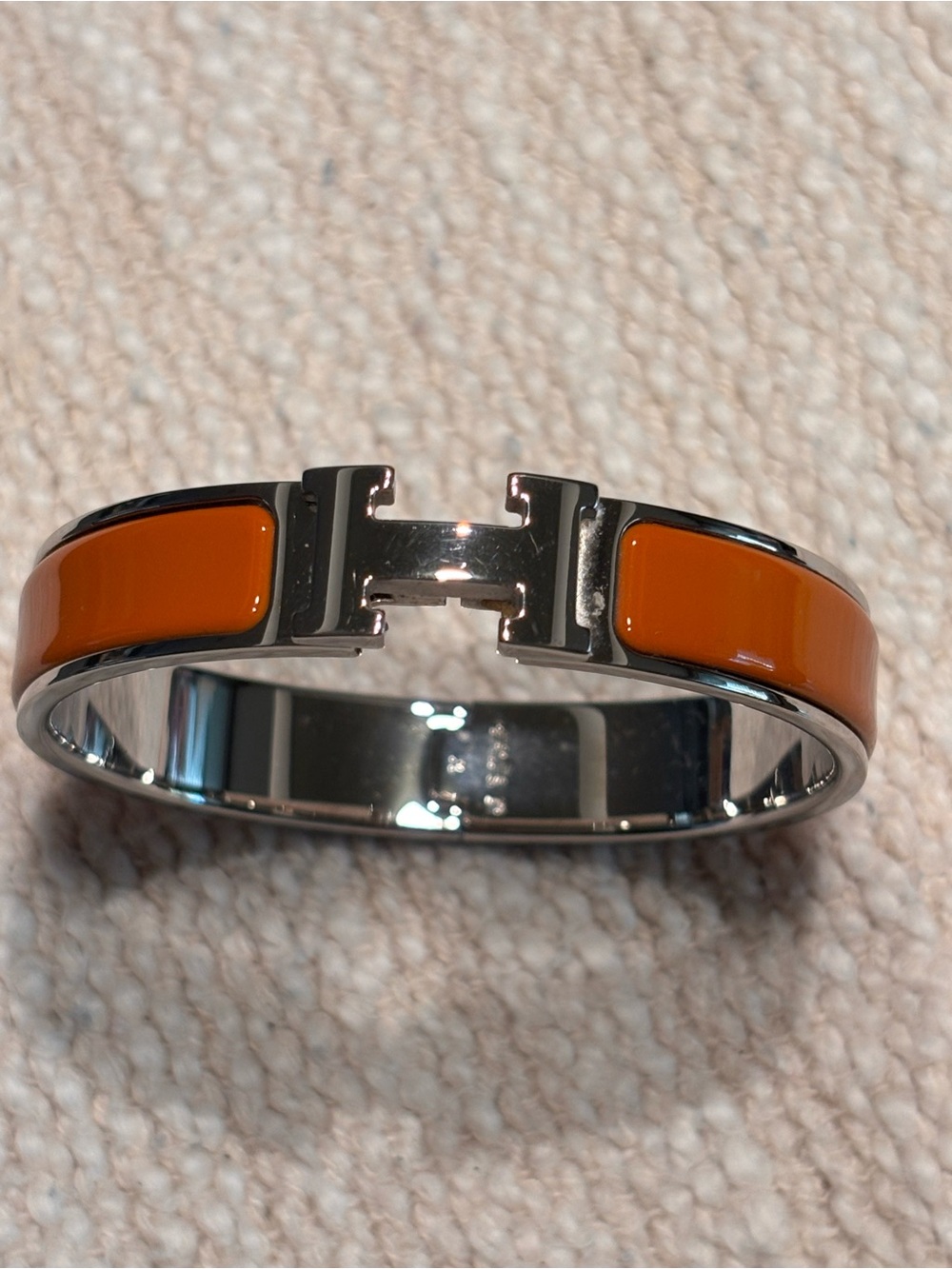 Hermes Orange Enamel Clic H Bracelet - Metal & Orange